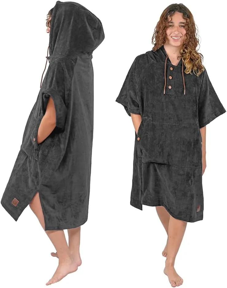 NIXY Hooded Towel Changing Poncho: Cotton Exterior, Terry Interior For Beach, Surf, Pool, and Outdoor Adventures - Men, Women