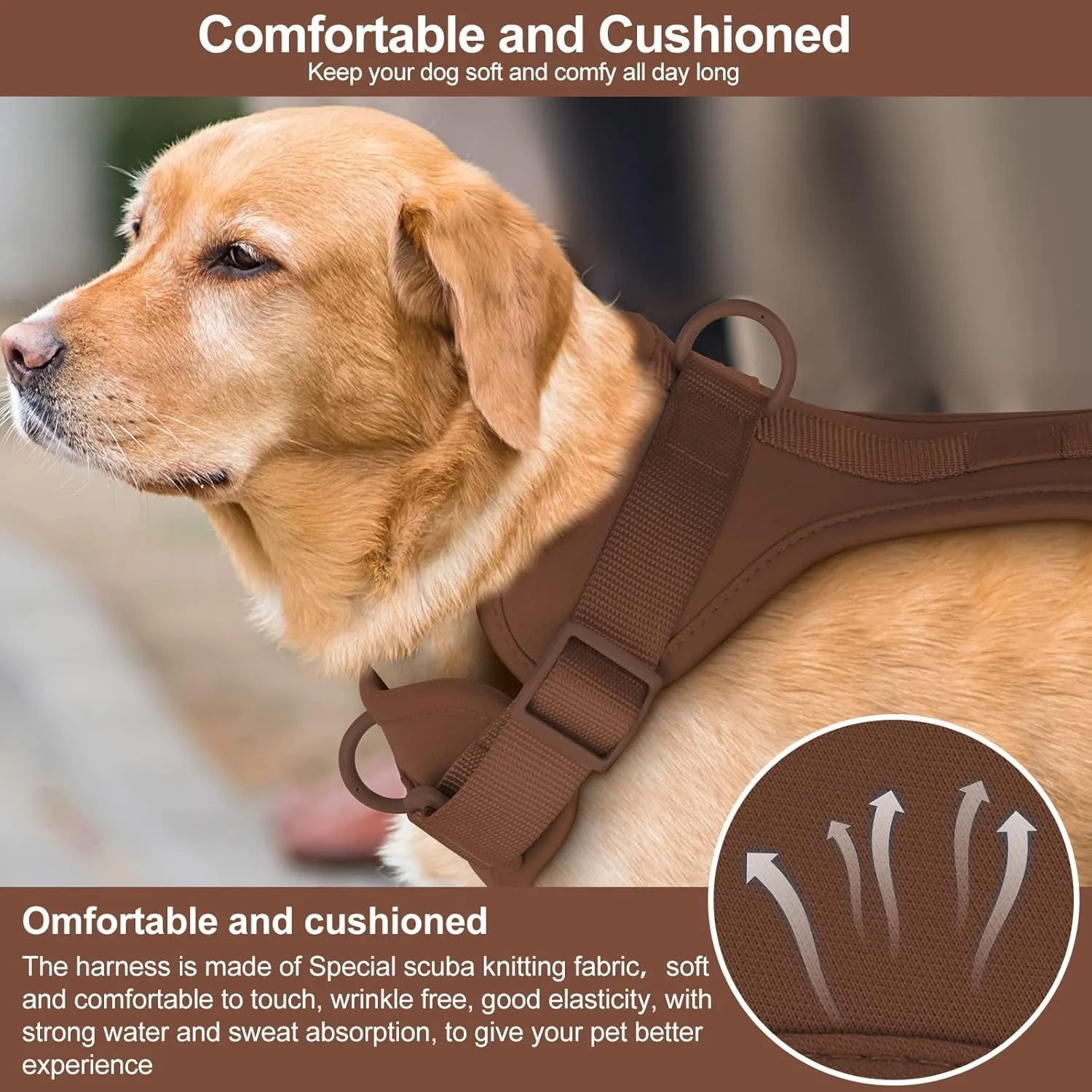 No Pull Lightweight Dog Harness: Adjustable Durable Breathable Mesh Pet Vest Harness with Soft & Comfortable Cushion, for Small Medium Large Dogs (S, Coca Mocha)