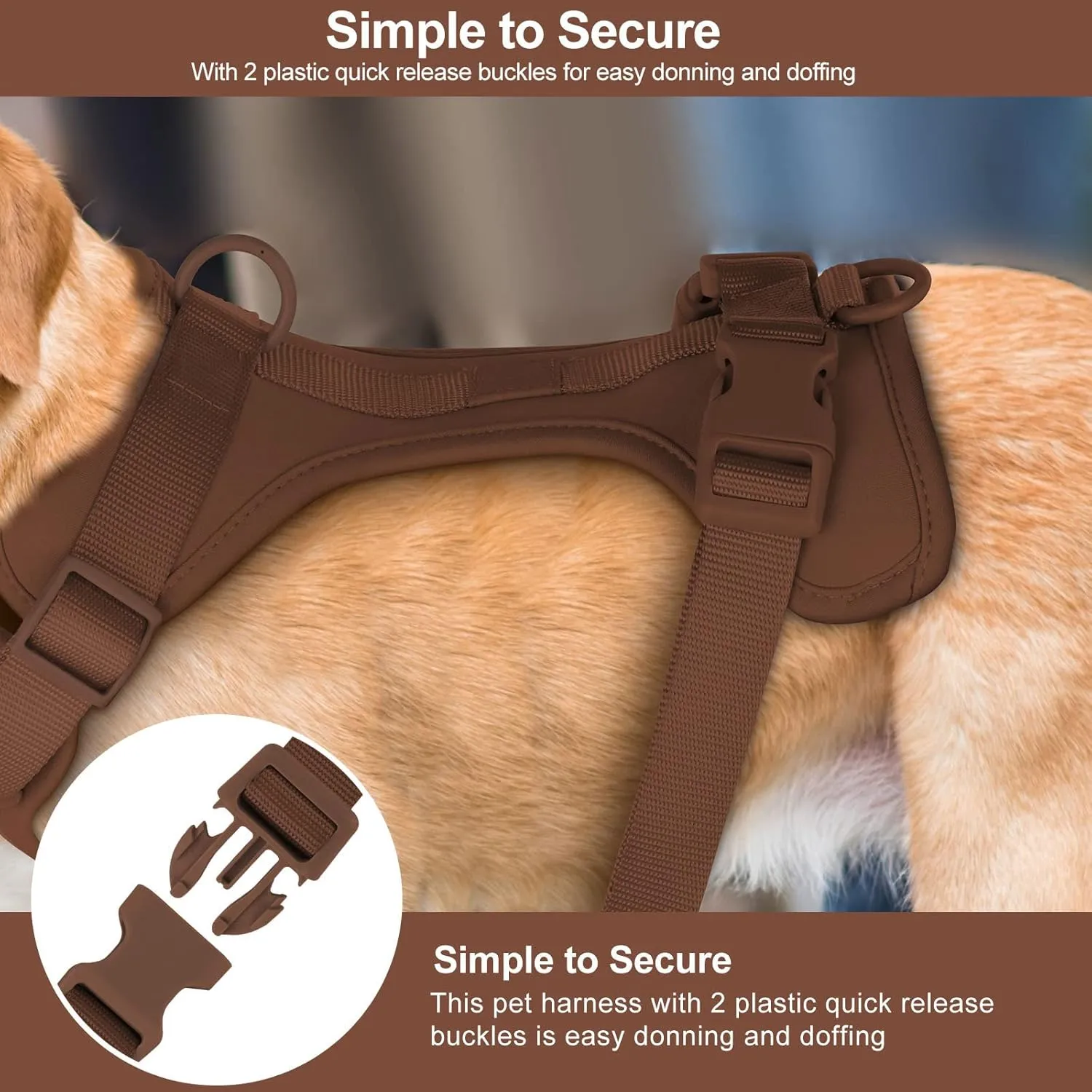 No Pull Lightweight Dog Harness: Adjustable Durable Breathable Mesh Pet Vest Harness with Soft & Comfortable Cushion, for Small Medium Large Dogs (S, Coca Mocha)