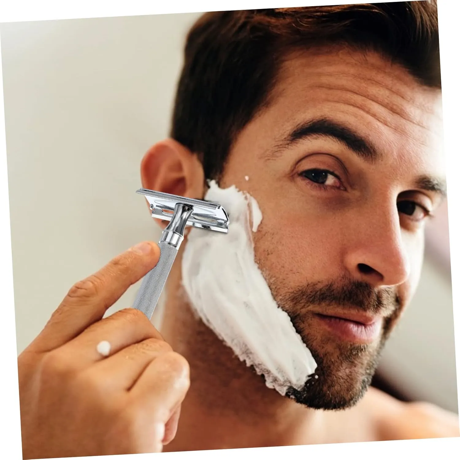 NOLITOY 3pcs Ergonomic Grip Handle Safety Razor Reusable Double Blade Shaving Tool