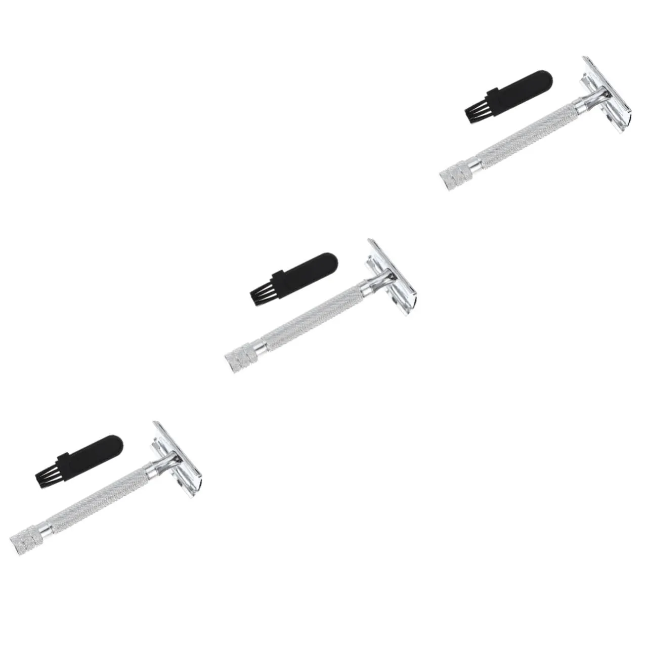 NOLITOY 3pcs Ergonomic Grip Handle Safety Razor Reusable Double Blade Shaving Tool