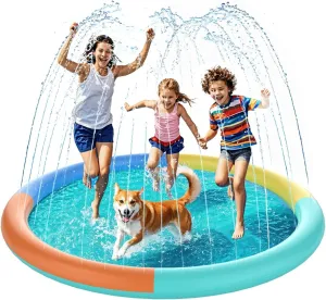 Non-Slip Splash Pad 77" Extra Large Sprinkler for Kids & Dogs Outdoor Inflatable Water Toys for Water Pad Back Yard Water Play for Kids or Pet Dog