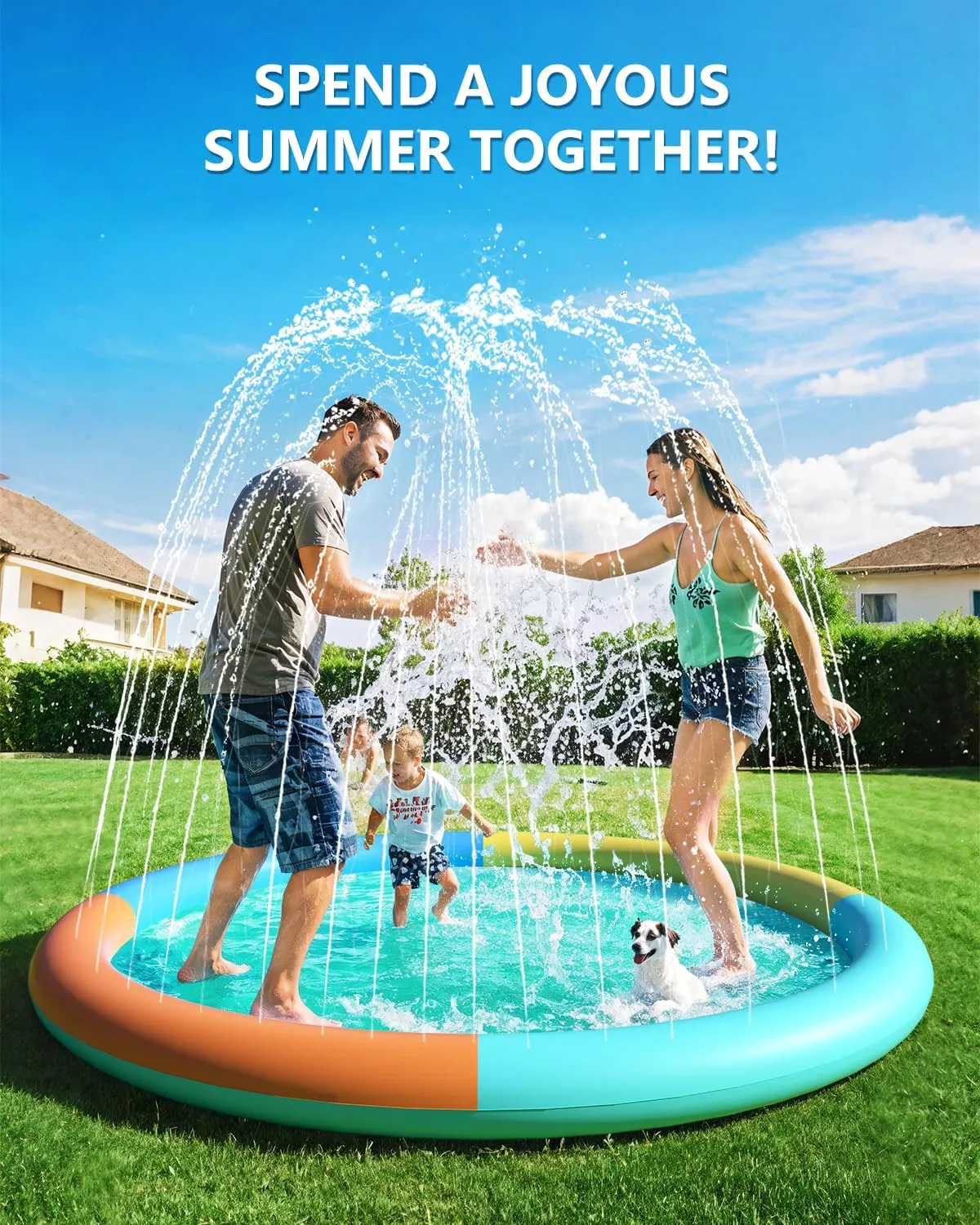Non-Slip Splash Pad 77" Extra Large Sprinkler for Kids & Dogs Outdoor Inflatable Water Toys for Water Pad Back Yard Water Play for Kids or Pet Dog