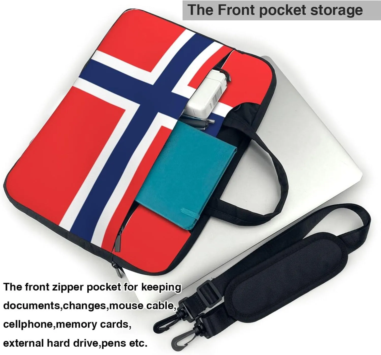 Norwegian flag Print Trendy Oxford Cloth Laptop Bag - Versatile Laptop Case,Messenger Bag, Shoulder Bag