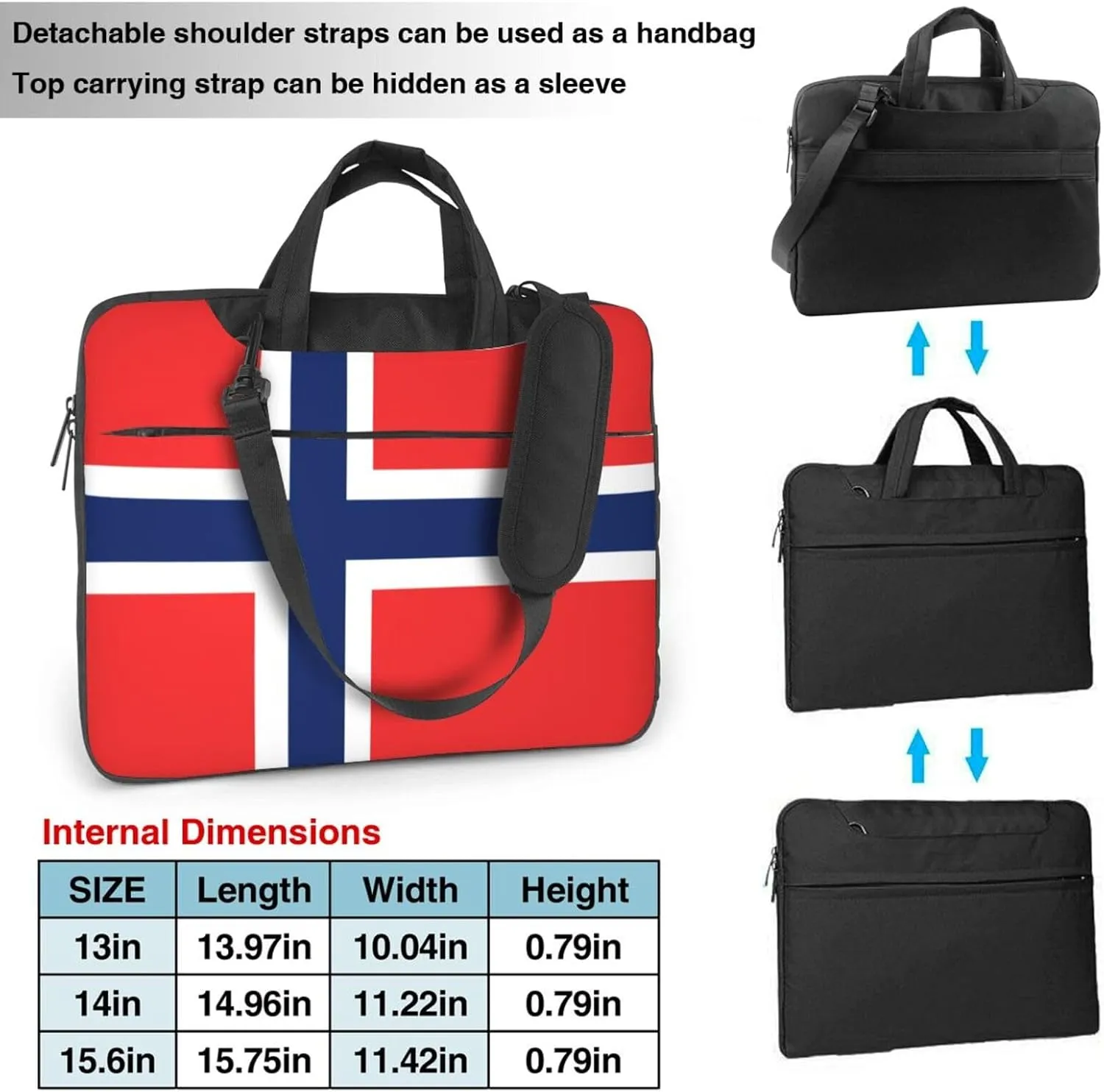 Norwegian flag Print Trendy Oxford Cloth Laptop Bag - Versatile Laptop Case,Messenger Bag, Shoulder Bag
