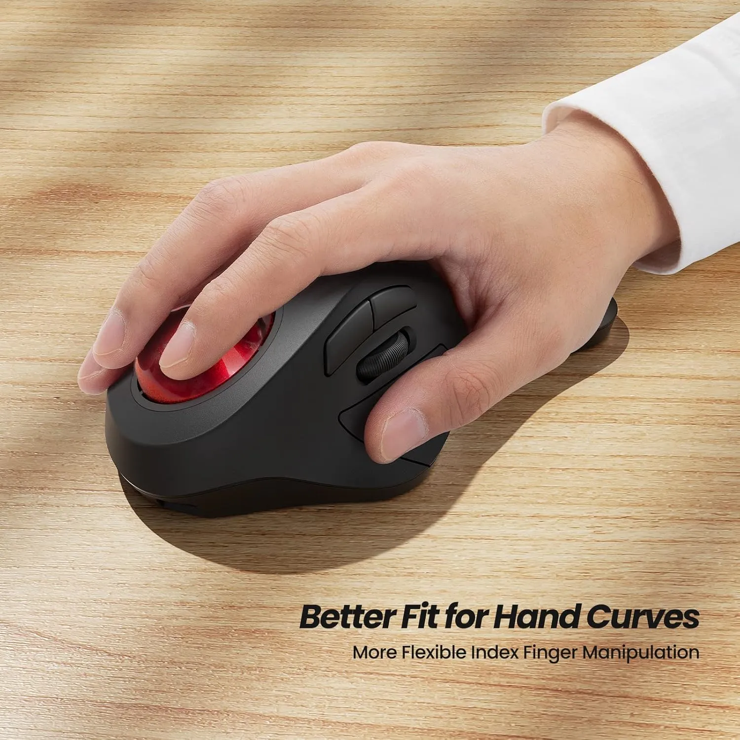 Nulea Wireless Ergonomic Trackball Mouse, Rechargeable, Bluetooth Rollerball Mouse, 44mm Index Finger Trackball, 5 Adjustable DPI, Compatible with PC, Laptop, Mac