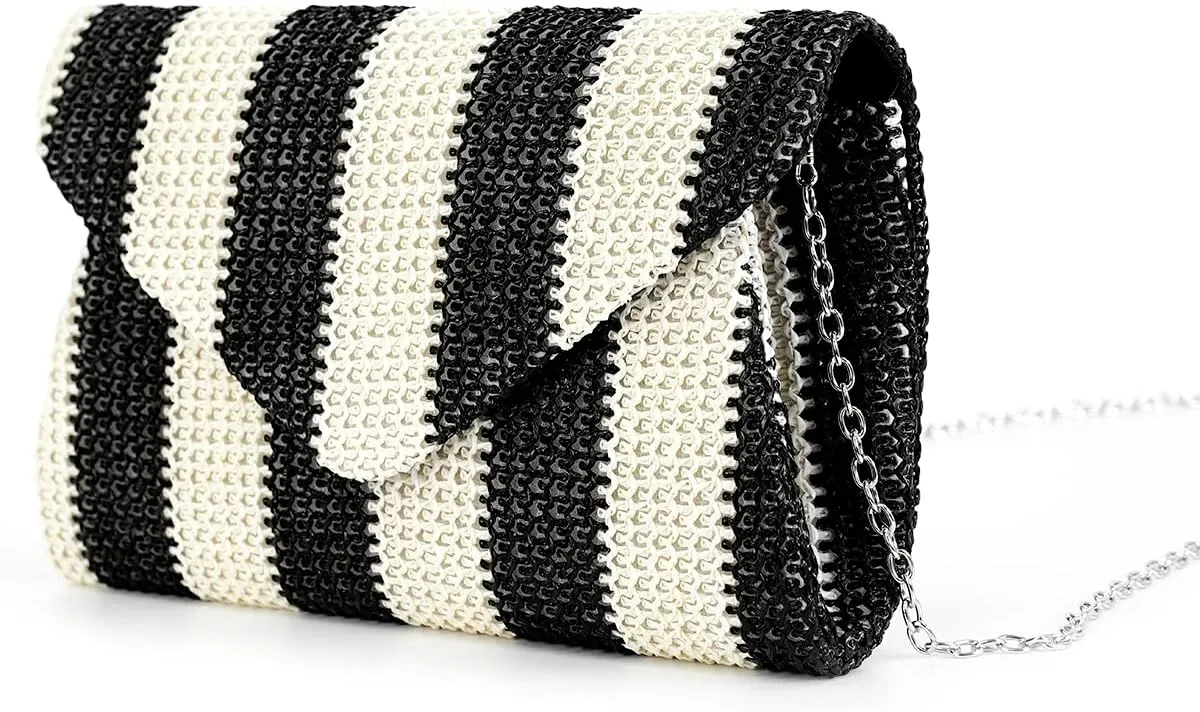 Obosoyo Straw Crossbody Bag, Clutch, Woven Shoulder Bag for Women - Summer Beach Envelope Purse Wallet