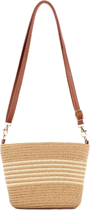 Obosoyo Summer Striped Straw Mini Bag Women 2025 Beach Resort Crossbody Purse Casual Versatile