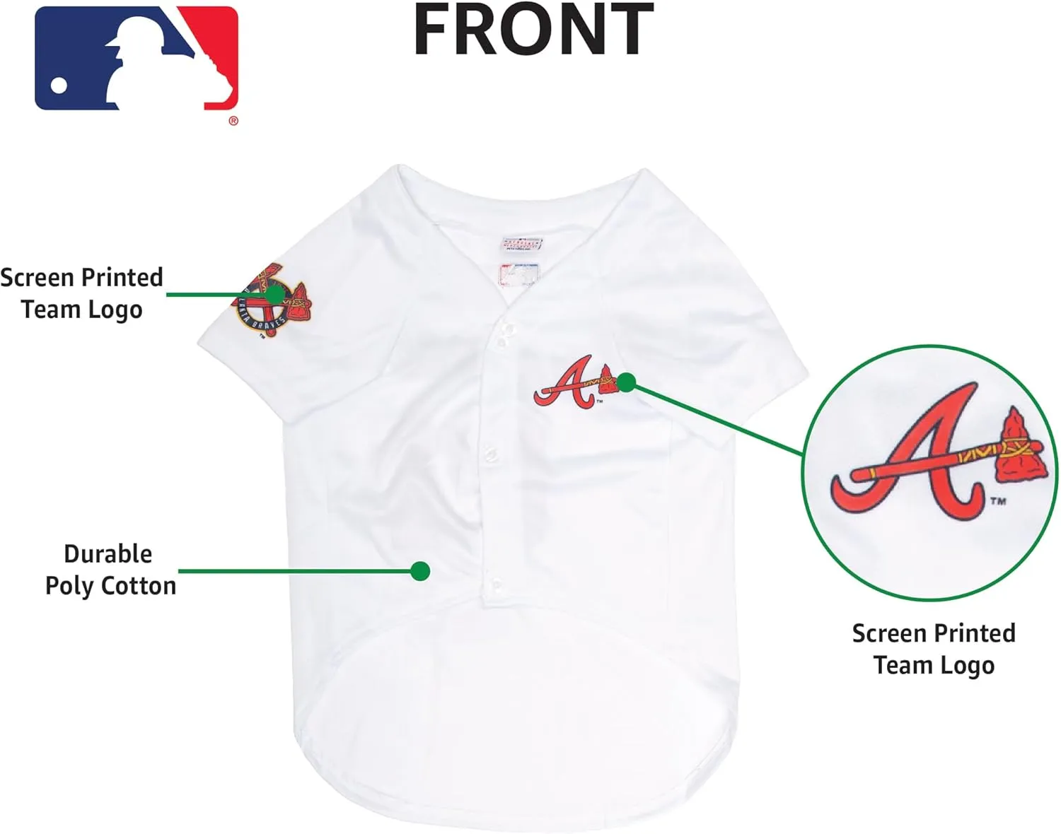 Official MLB Atlanta Braves Pet Jersey for Dogs & Cats, Size XX-Large - Stylish Baseball Jersey for Your Furry Fan- Show Off Team Spirit with The Perfect Fan Apparel Gear for Pet, Dog & Cat