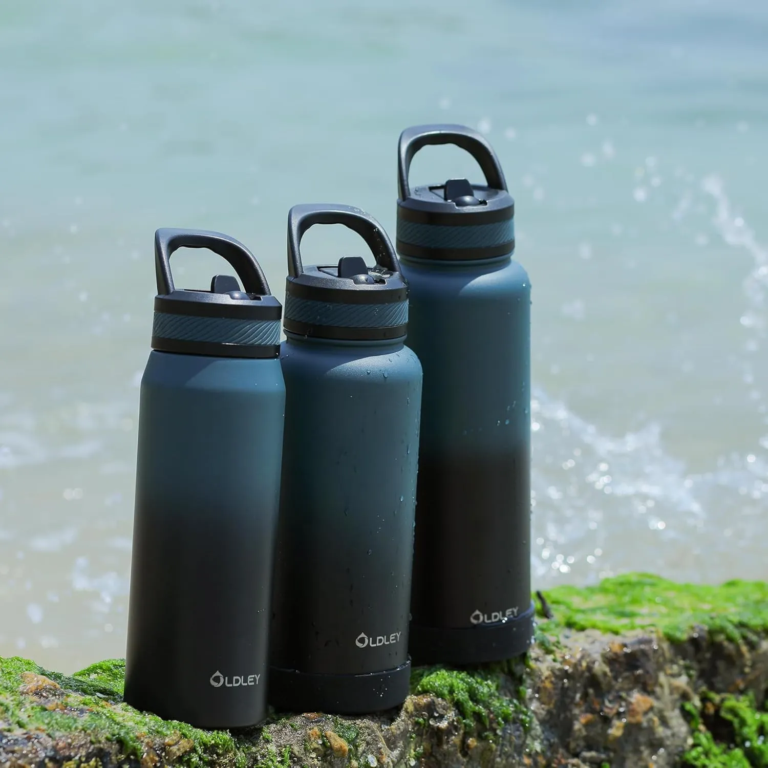 OLDLEY 32 oz Insulated Water Bottle With Straw, Stainless Steel Sports Water Cup Flask with 3 Lids(Straw, Spout and Handle Lid) Double Walled Travel Thermal Canteen Mug,Classic Lavender