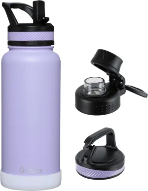 OLDLEY 32 oz Insulated Water Bottle With Straw, Stainless Steel Sports Water Cup Flask with 3 Lids(Straw, Spout and Handle Lid) Double Walled Travel Thermal Canteen Mug,Classic Lavender