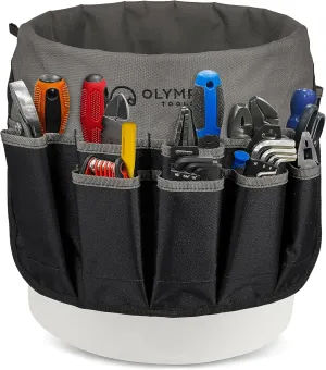 Olympia Tools Bucket 18 in., 5 Gallon Tool Bucket Organizer with 30 Pockets, Water Resistant, 600D Reinforced Material