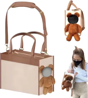 One-Shoulder Portable Cute Dog Outing Largecarrier Bag, Fashion Dog Purse Pet Carrier Leather Box for Small Dogs Cats Puppy, Portable Tote Bag Airline Approved Soft-Sided Carriers (S)