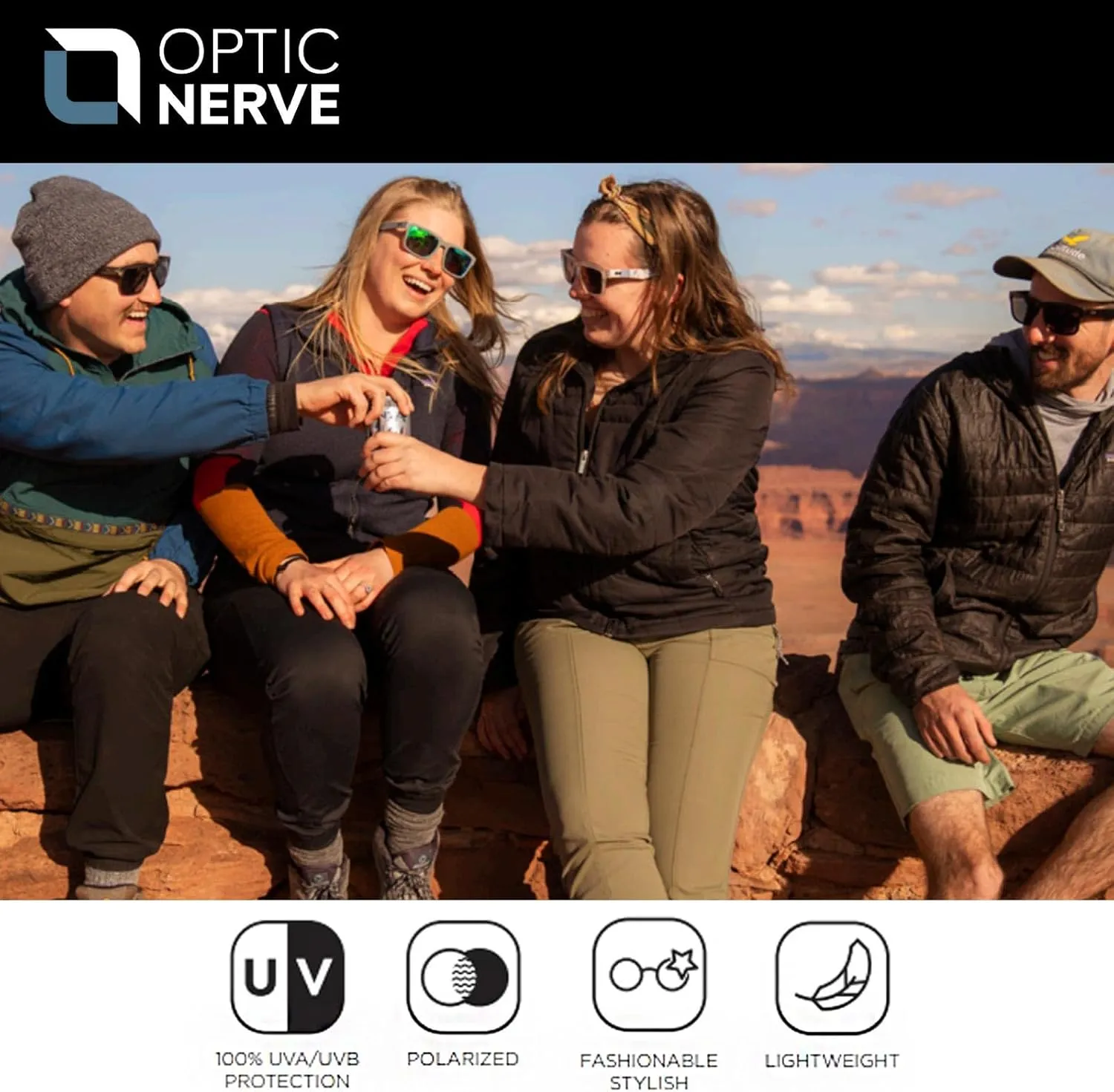 Optic Nerve Unisex Mashup Polarized Sunglasses - UVA/UVB Protection Lightweight Shades for Outdoor Activities for Men & Women