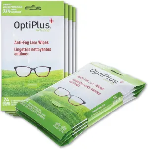 OptiPlus Anti-Fog Extra Large 5" x 8" Lens Wipes for Eyeglasses, Goggles and Shields | 4 Travel Packs - 96ct