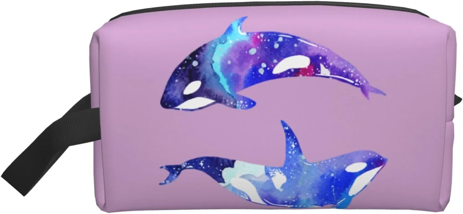 Orca Killer Whale Print Travel Cosmetic Large Capacity Zippered Storage Bag For Toiletries Daily Essentials