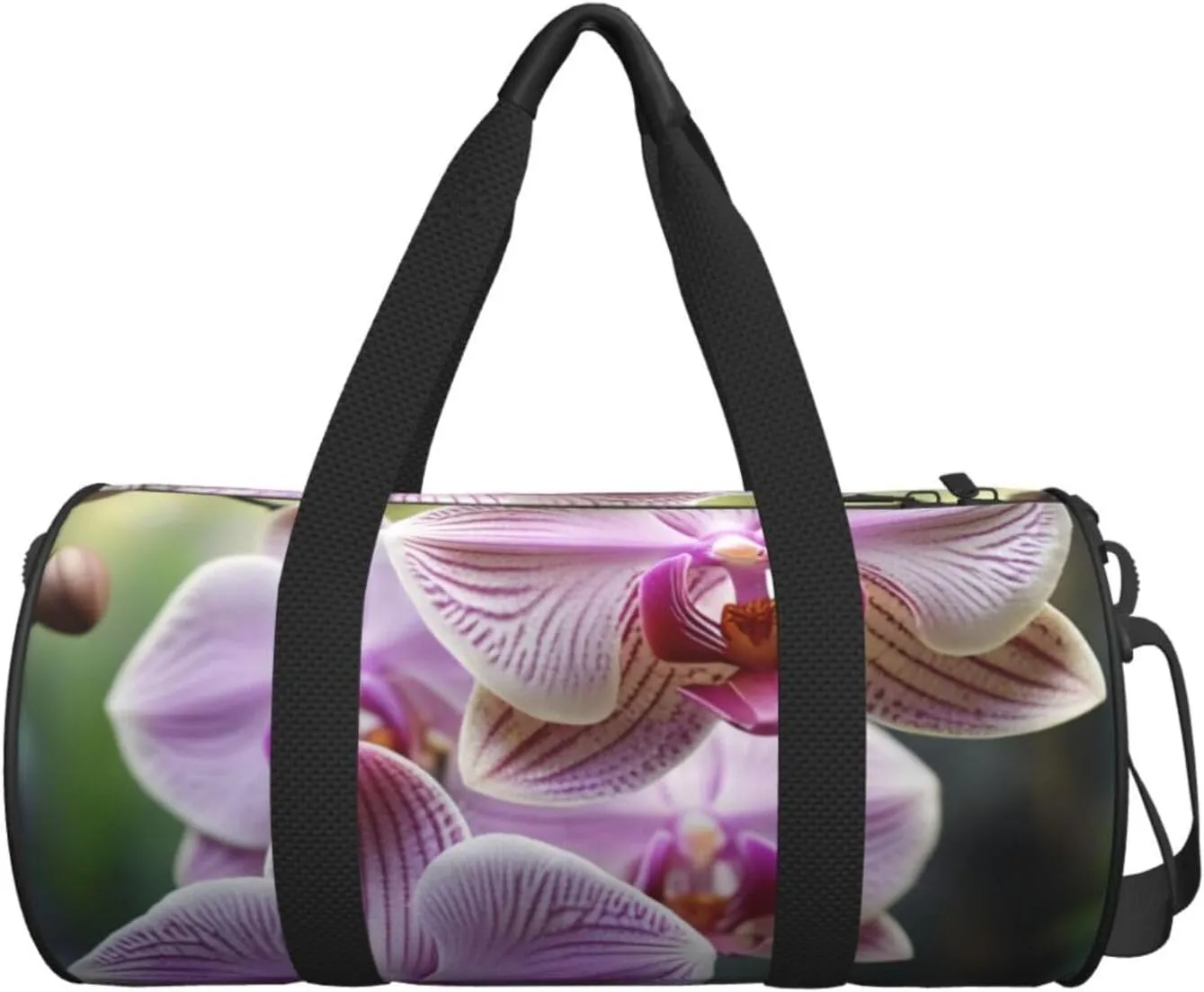 Orchid Flower Butterfly Soft Fresh Spring Printed Travel Bag,Round Personal Item Storage bag,Foldie Duffel Bag for Traveling Vacation,Fitness,Sports