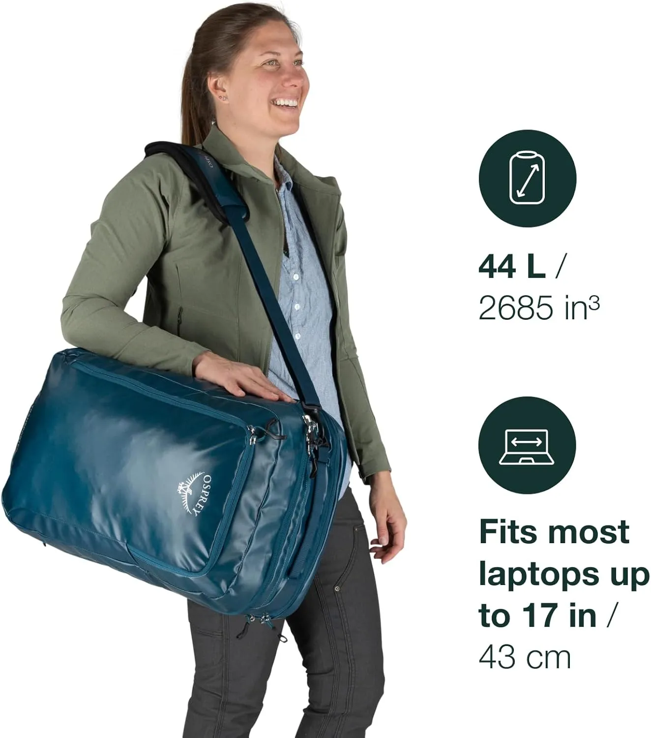Osprey Transporter 44L Carry-On Backpack, Venturi Blue