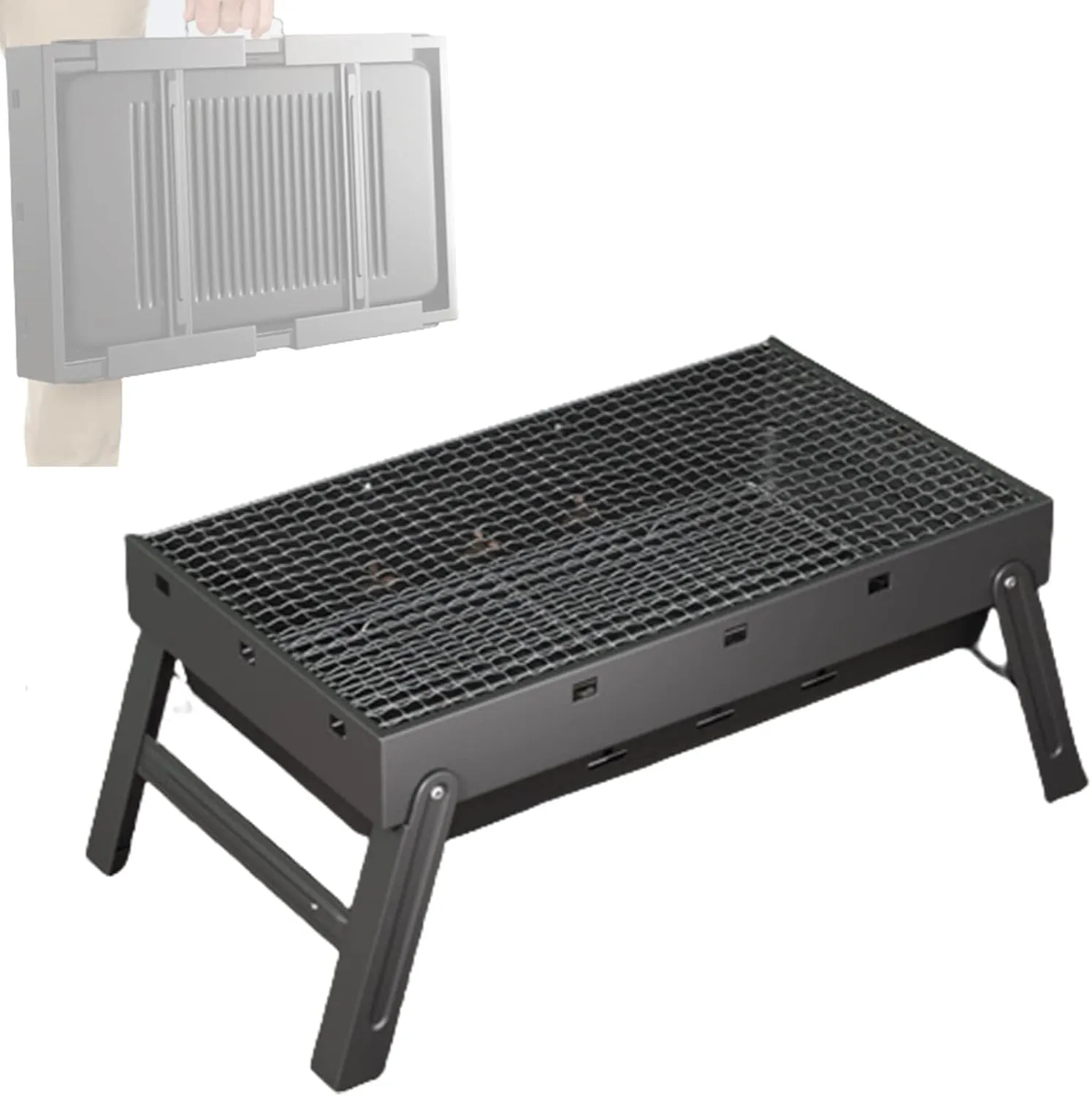 Outdoor Portable Barbecue Grill, Foldable & Lightweight Charcoal BBQ Grill, Free Installation for Camping, Picnic, and Backyard Cooking (M - 43cm)(S(Length 35CM))