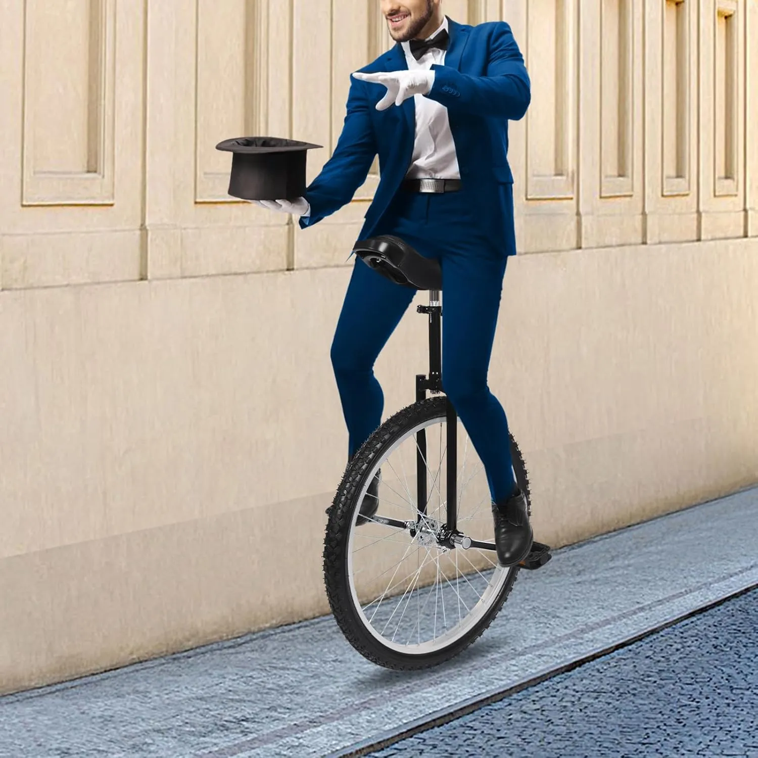 Outdoor Wheel Unicycle, 24" Adjustable Seat Height One Wheel Bike with withstand 154 lbs fit for 7-60 Years Old Beginners and Professionals Fitness Exercises