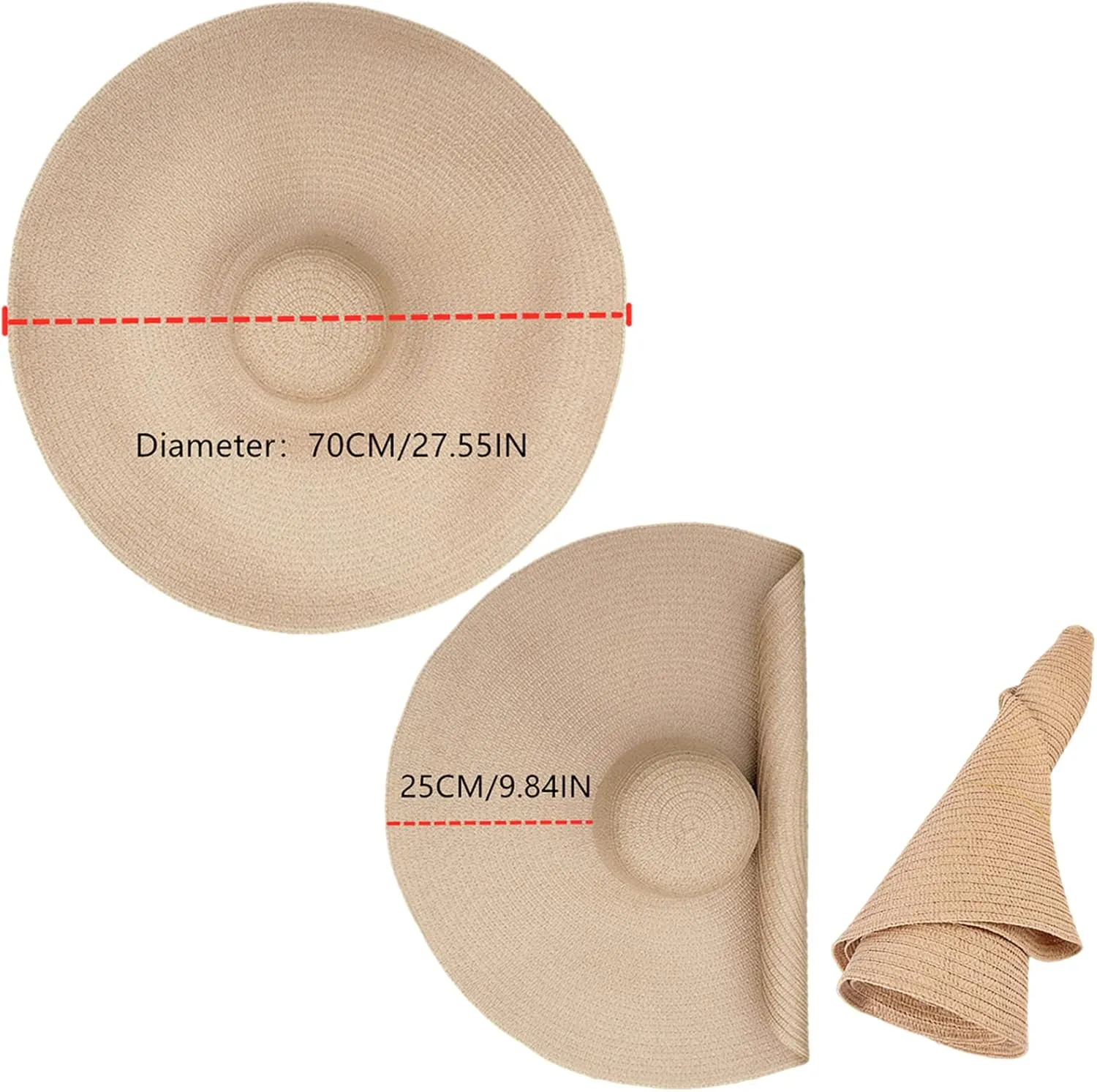 Oversized Beach Straw Hats for Women Floppy, Extra Large Sun Visor Hat Wide Brim Summer Roll Up Big Beach Hat Women Foldable