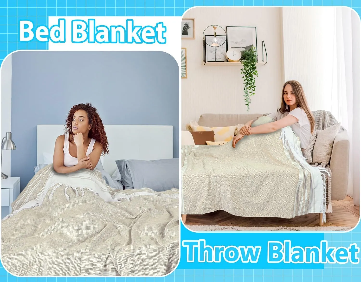 Oversized Cotton Turkish Beach Towel Blanket Giant XL Sandproof Boho Sand Free Towels Huge Jumbo XXL Extra Large Big Throw Quilt Blankets Cloud Beige