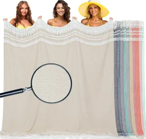 Oversized Cotton Turkish Beach Towel Blanket Giant XL Sandproof Boho Sand Free Towels Huge Jumbo XXL Extra Large Big Throw Quilt Blankets Cloud Beige