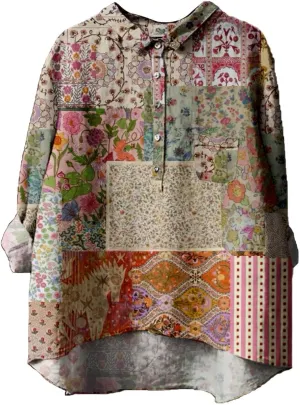 Oversized Crew Neck Linen Shrits for Women Loose Fit Tee Tops Lapel Neck Button Blouses Long Linen Button Down Clothes