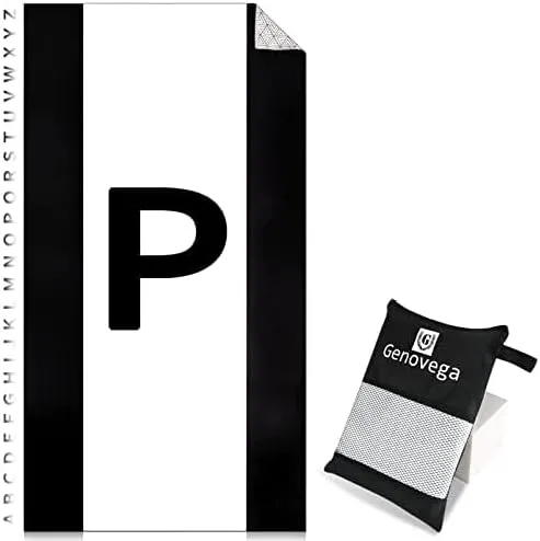 Oversized Monogrammed Microfiber Beach Towel Compact Sandproof Quick Dry Sand Free Extra Large Packable Clearance Towels Personalized Custom Customized Gifts for Friends Men Women Adults Black White P