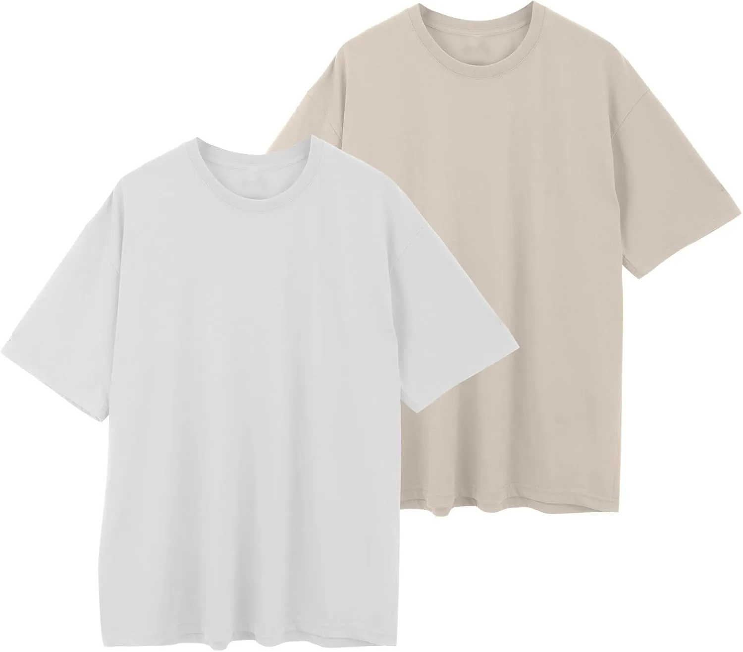 Oversized Tshirts for Men 2Pc Cotton Gym Athletic Short Sleeve Summer Shirt Casual Fashion Slim Fit Crewneck Tops