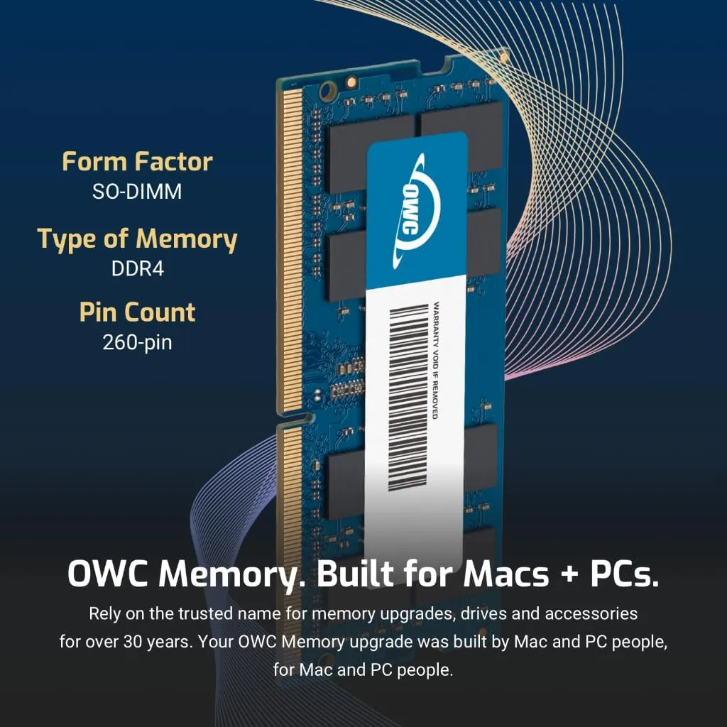 OWC 32GB DDR4 3200MHz PC4-25600 CL22 2RX8 Non-ECC SODIMM 1.2V 260-pin Laptop Notebook Memory RAM Upgrade Module
