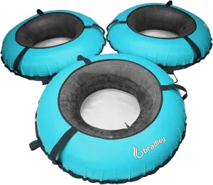 Pack of Three Bradley Heavy Duty Tubes for Floating The River; Whitewater Water Tube; Rubber Inner Tube with Cover for River Floating; Linking Tubes for Floating The River; River raft Tube Blue