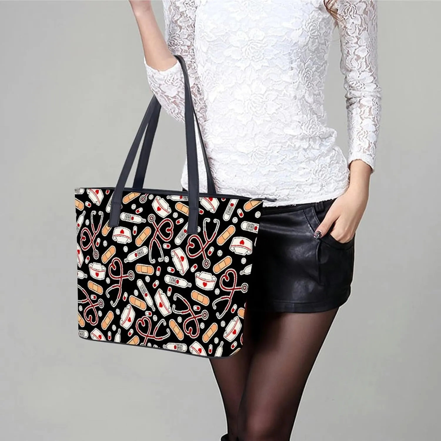 Paisley Purple Floral A Leather Handbag with Large Capacity And Portability