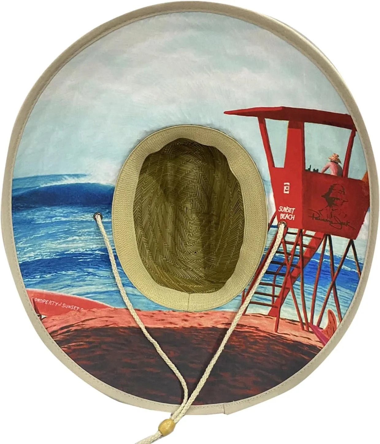 Panama Jack Shanghai Rush Straw Hat - Covered Lifeguard Underbrim, 5" Big Brim, UPF 50  Sun Protection