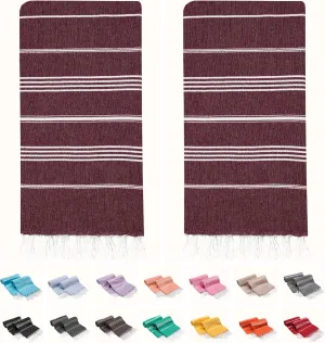 PARK & OZ Turkish Beach Towels 2-Pack – Oversized 100% Cotton Quick-Dry, Sand-Free & Ultra-Absorbent Blanket 72" x 40" – Lightweight Travel Towels for Beach, Pool, Spa, Gym, Camping & Home