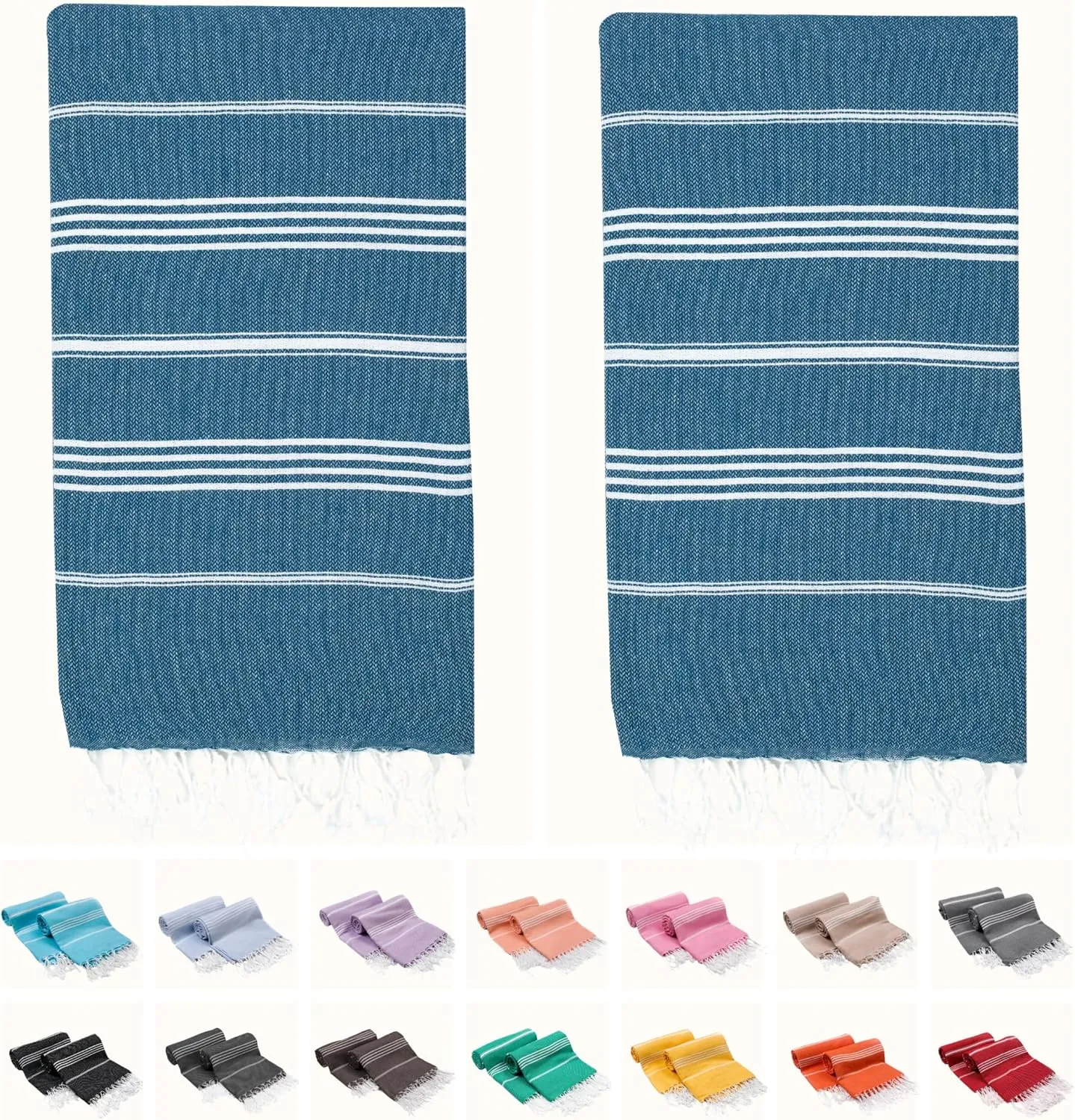PARK & OZ Turkish Beach Towels 2-Pack – Oversized 100% Cotton Quick-Dry, Sand-Free & Ultra-Absorbent Blanket 72" x 40" – Lightweight Travel Towels for Beach, Pool, Spa, Gym, Camping & Home