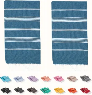 PARK & OZ Turkish Beach Towels 2-Pack – Oversized 100% Cotton Quick-Dry, Sand-Free & Ultra-Absorbent Blanket 72" x 40" – Lightweight Travel Towels for Beach, Pool, Spa, Gym, Camping & Home