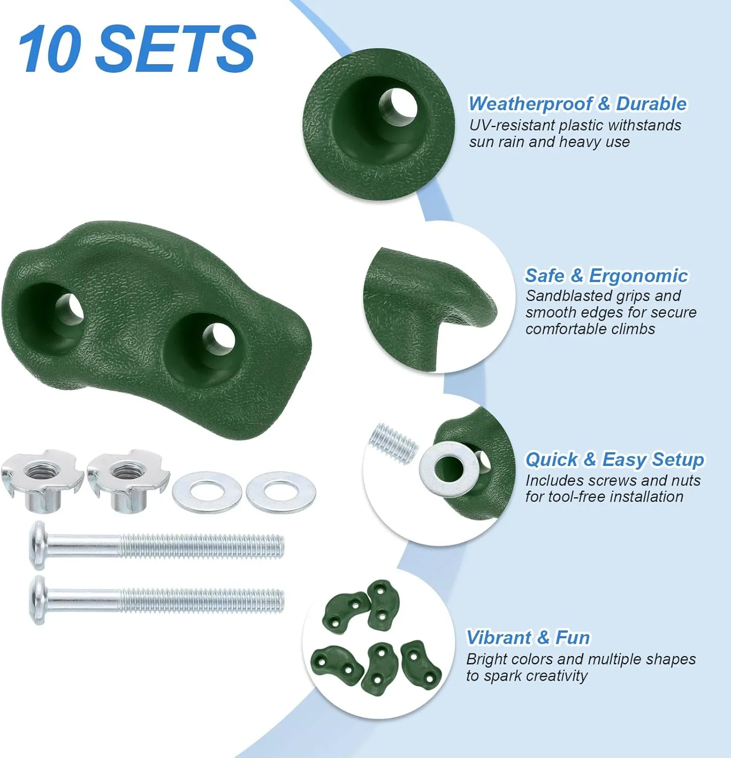 PATIKIL Rock Climbing Holds, Small Climbing Rock Wall Grips Play Set Climber Attachments with Double Hole for Accessory Indoor Outdoor Tree Training