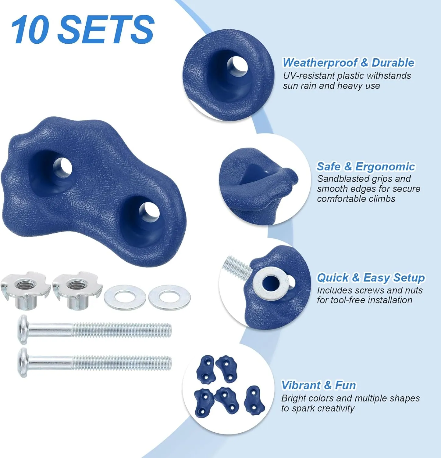 PATIKIL Rock Climbing Holds, Small Climbing Rock Wall Grips with Double Hole for Outdoor Indoor Tree Training Playground Accessory