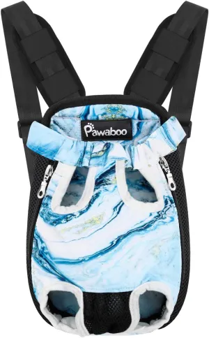 Pawaboo Pet Carrier Backpack, Adjustable Pet Front Cat Dog Carrier Backpack Travel Bag, Legs Out, Easy-Fit for Traveling Hiking Camping for Small Medium Dogs Cats Puppies, Extra Large, Blue Marble