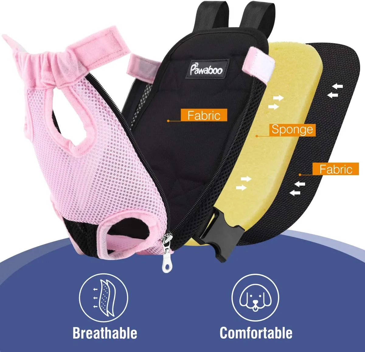 Pawaboo Pet Carrier Backpack, Adjustable Pet Front Cat Dog Carrier Backpack Travel Bag, Legs Out, Easy-Fit for Traveling Hiking Camping for Small Medium Dogs Cats Puppies, Large, Pink