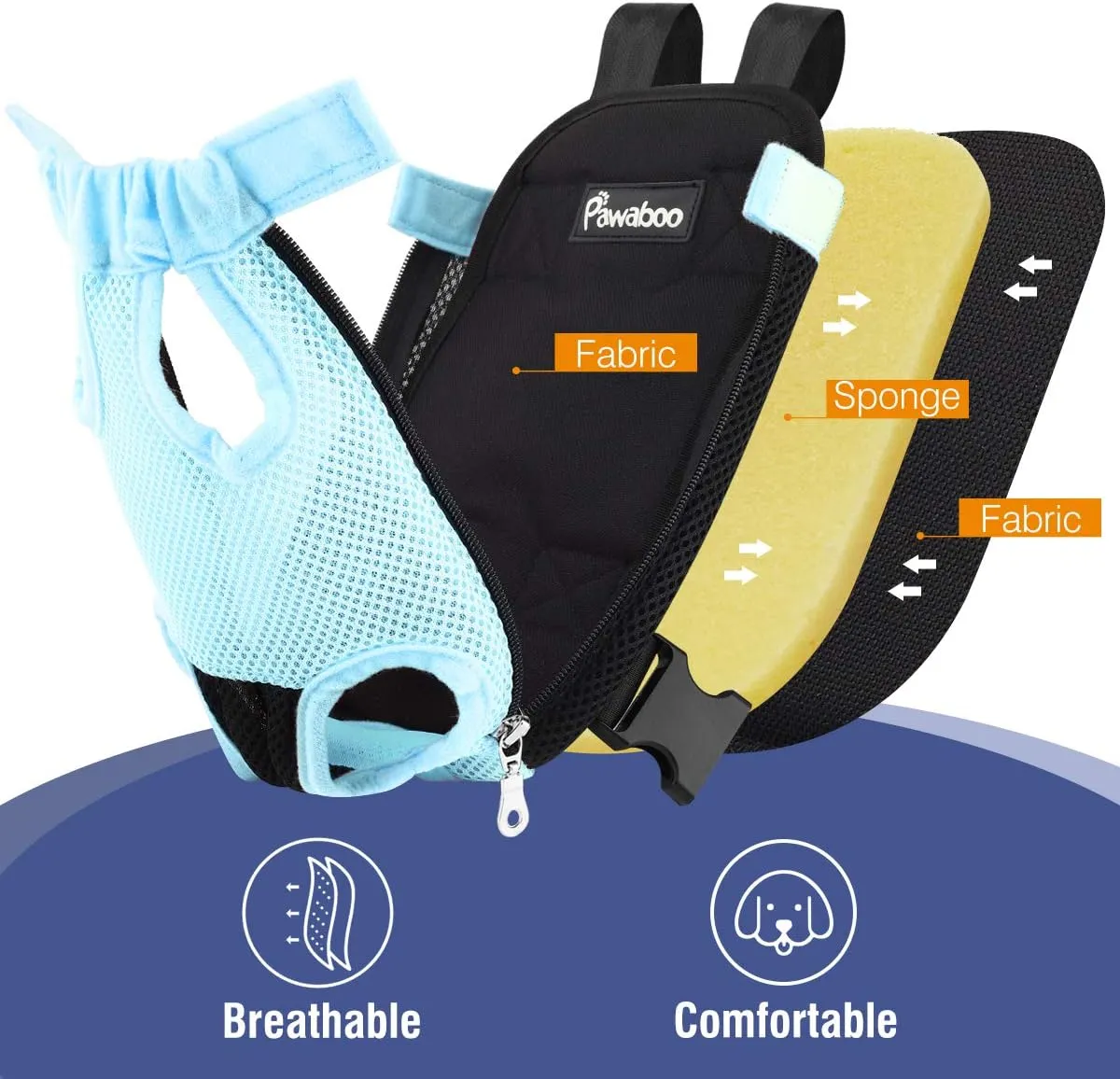 Pawaboo Pet Carrier Backpack, Adjustable Pet Front Cat Dog Carrier Backpack Travel Bag, Legs Out, Easy-Fit for Traveling Hiking Camping for Small Medium Dogs Cats Puppies, Medium, Blue