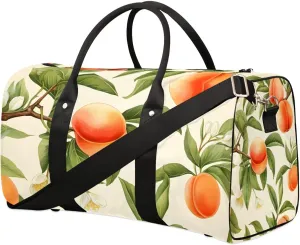 Peaches Fruit Design Travel Duffel Bag for Women Men Waterproof Foldable Overnight Weekender Bag Large Capacity Sports Gym Bag
