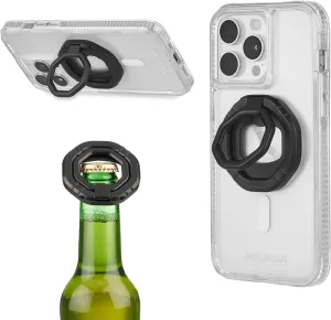 Pelican 3-in-1 Magnetic Phone Grip with Phone Stand and Bottle Opener - Rotatable and Removable for MagSafe Accessories - Magnetic iPhone Holder for iPhone 16 Pro Max/15 Pro Max/14/13 - Black