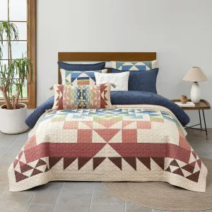 PENDLETON Opal Springs Pieced Quilt Set Soft Cotton Bed Cover Rustic Home Decor Bedspread Luxury Coverlet Set Cozy Lightweight Quilt and Pillow Shams Set, Tan (Full/Queen)