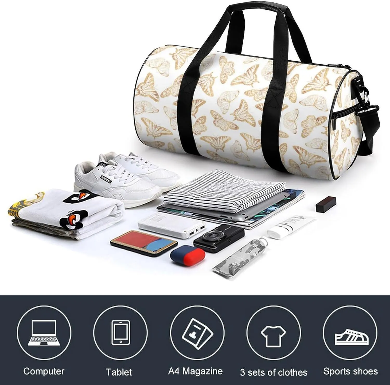 Penguin Bird Large Capacity Cylindrical Fitness Bag Unisex