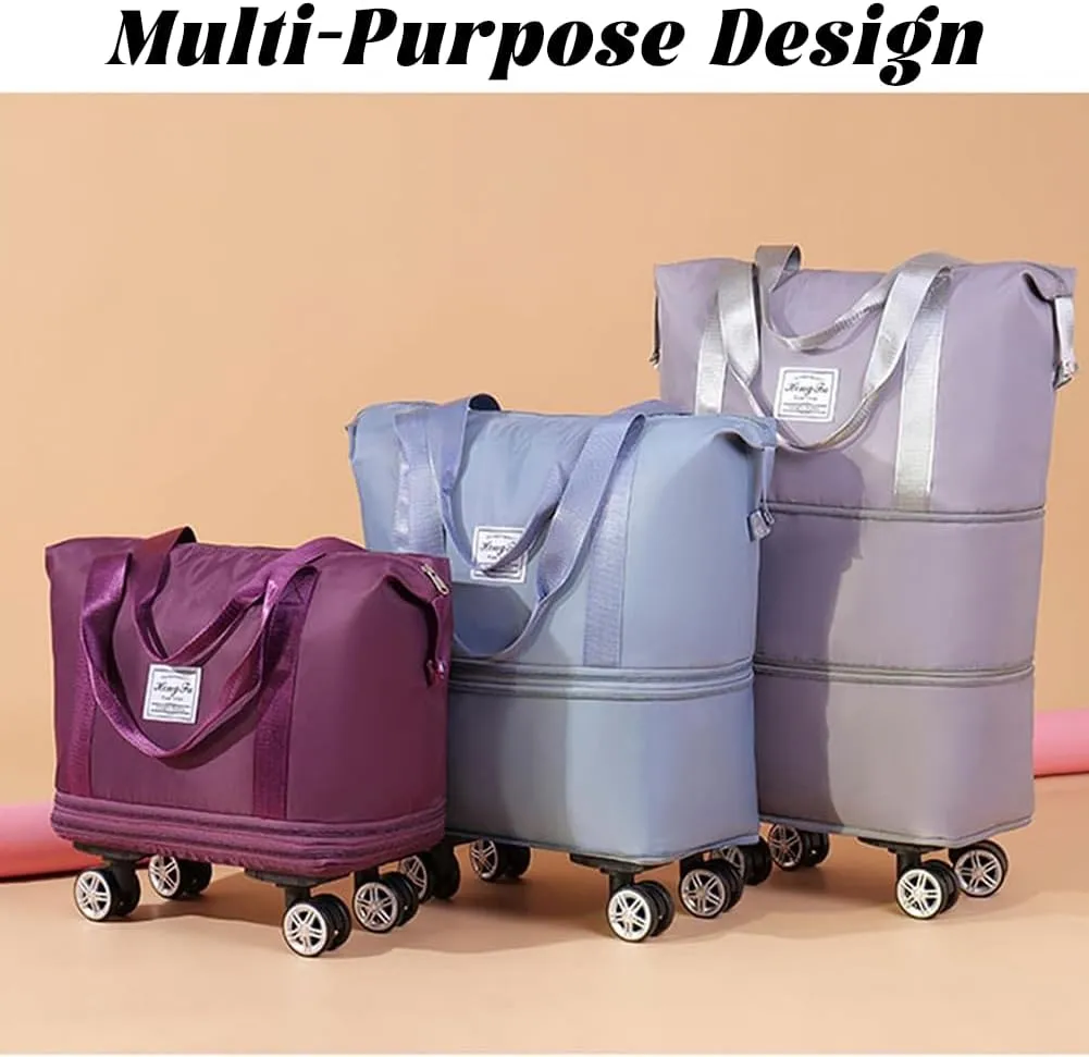 Pepepo Travel Bag with Wheels, 2025 New Large Capacity Travel Bag - Universal Wheel Removable for Travel & Business Trip, Expandable Foldable Rolling Duffle Bags with Wheels for Women & Men (A-Red)