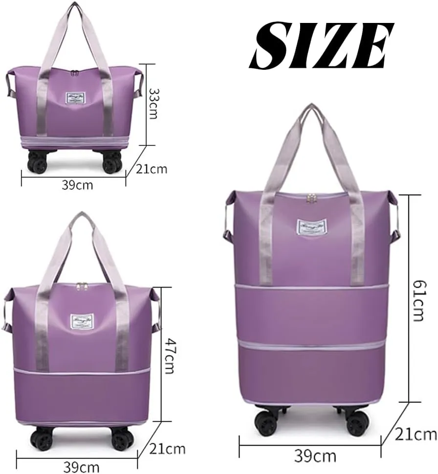 Pepepo Travel Bag with Wheels, 2025 New Large Capacity Travel Bag - Universal Wheel Removable for Travel & Business Trip, Expandable Foldable Rolling Duffle Bags with Wheels for Women & Men (A-Red)