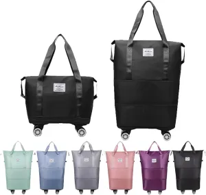 Pepepo Travel Bag with Wheels,2025 new large capacity travel bag - universal wheel removable,travel wheels,Expandable Foldable Duffle,Dry and Wet Separation (Black)
