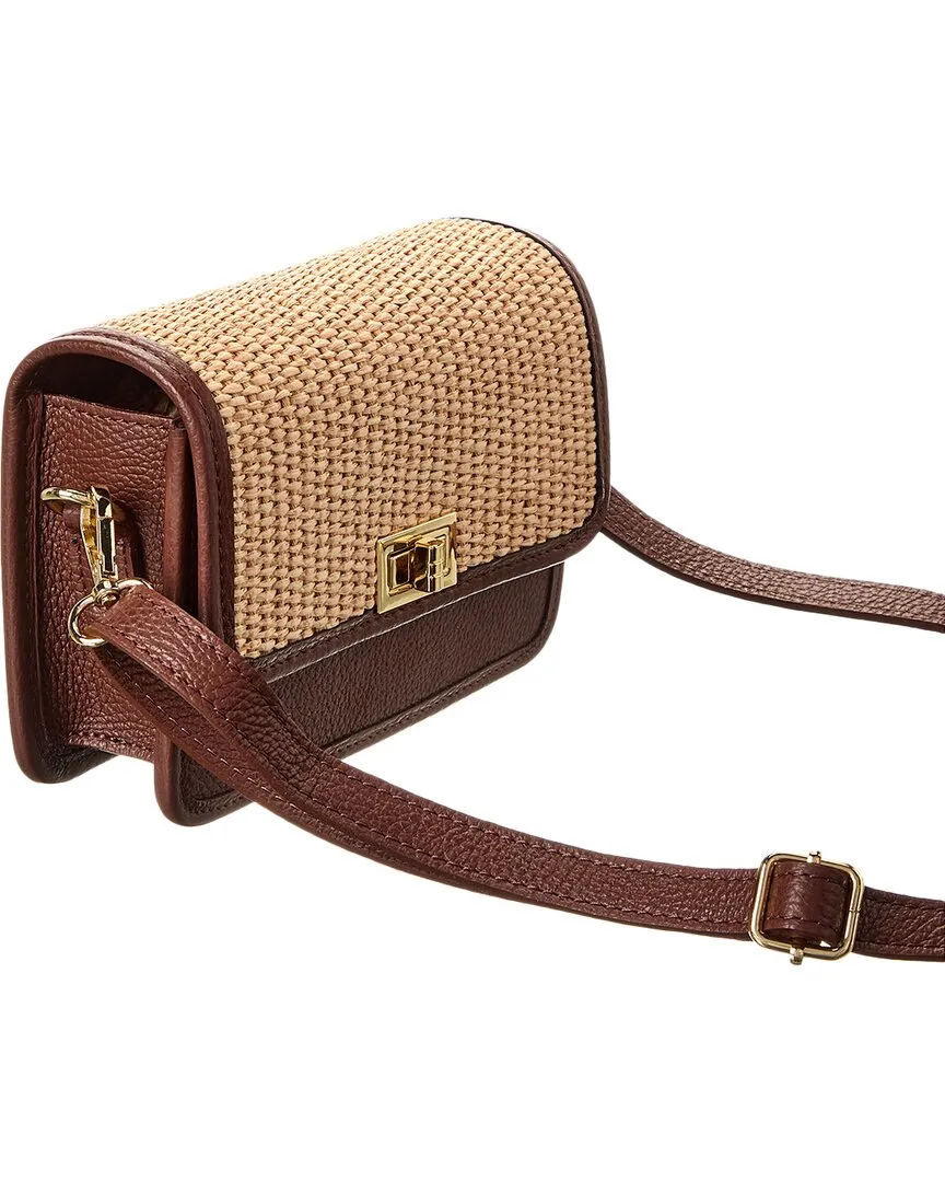 Persaman New York Eva Straw & Leather Crossbody